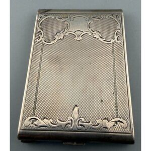 Antique Polish .875 Silver Compact Guilloche Case Mirror 110g Praw Astrzezone Re